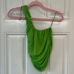 Zara Green One-Shoulder Crop Top